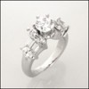 ROUND 1 Ct CENTER CZ/ Marquise Sides Engagement ring