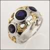 SAPPHIRE CUBIC ZIRCONIA TWO TONE GOLD RING