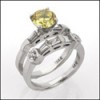 CUBIC ZIRCONIA FANCY CANARY 1.5 Ct. Bridal Platinum RING SET