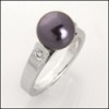 Synthetic Black Pearl Platinum Ring