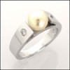SOLID PLATINUM RING /7MM WHITE PEARL