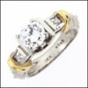 CUBIC ZIRCONIA 1Ct Center Two Tone GOLD Engagement Ring