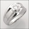 Smooth Platinum Wedding Ring for Men/ 0.75 Ct round CZ 