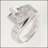 RIGHT HAND PAVE SET CUBIC ZIRCONIA FLAT RING