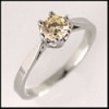 Simple 0.50 Round Champaign CZ  Solitaire Ring/ 14k White gold