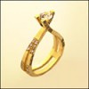  YELLOW  GOLD RING /HALF CARAT CZ ROUND CENTER AND SMALL PAVES