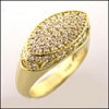 14K YELLOW GOLD CUBIC ZIRCONIA PAVE ESTATE RING