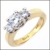 3 STONE CUBIC ZIRCONIA RING /TWO TONE GOLD
