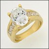 YELLOW GOLD RING/ 4 CARAT OVAL CUBIC ZIRCONIA 