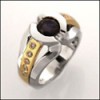 0.75 ROUND SAPPHIRE CHANNEL SET CZ/Two tone gold ring