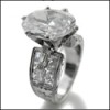 6 CARAT OVAL CUBIC ZIRCONIA HAND ENGRAVED WHITE GOLD ENGAGEMENT RING