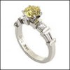 CANARY CZ PLATINUM ENGAGEMENT RING/ 6 PRONG