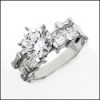 Round 2 Ct. CZ Princess Baguettes sided Platinum Engagement ring