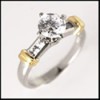 DIAMOND CUBIC ZIRCONIA 1 CT. ROUND TWO TONE GOLD ENGAGEMENT RING