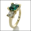 1.5 Ct. Emerald Cubic Zirconia Princess cut 3 Stone ring