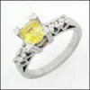 1 CT CANARY ASSHER CUT CUBIC IN PLATINUM SETTING