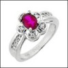 RUBY COLOR OVAL CZ  PLATINUM RING 