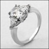 3 stone Platinum ring with oval cz and trillions