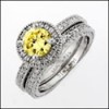 1 CT.CANARY ROUND CZ BRIDAL SET ENGRAVED MATCHING RINGS