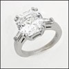 5 Carat Asscher Cut Zirconia Engagement Ring in Platinum