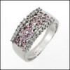PINK AND CLEAR CZ 14k WHITE GOLD WEDDING BAND 