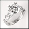 1.5 DIAMOND QUALITY CUBIC ZIRCONIA ENGAGEMENT RING /CHANNEL BAGUETTES and ROUND SIDES
