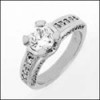 FINEST 1 CT CZ ROUND STONE ENGAGEMENT RING /PAVE SIDES