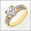 1.5 CT DIAMOND QUALITY CZ YELLOW GOLD ENGAGEMENT RING
