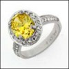 CELEBRITY INSPIRED 3 CT CANARY OVAL CZ  ANNIVERSARY PLATINUM RING