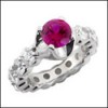 RUBY CZ CENTER ENGAGEMENT RING ETERNITY BAND