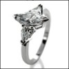 1 Carat Marquise CZ Center with Pear shapes in low set 3 Stone ring