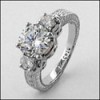 Round 3 stone cz ring in white gold