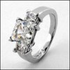 Cubic ZIrconia Princess cut 3 Stone Ring In Platinum