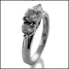 .50 ROUND CZ AND HEART SHAPED SIDES 14K 3 STONE RING
