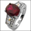 3 Carat CZ Simulated Ruby Oval Ring