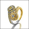 Canary round and clear cz two tone ring