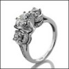 ROUND 1.5 CZ CENTER 3 STONE RING WITH PAVE