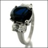 3 CT. OVAL SAPPHIRE COLOR CZ 3 STONE RING 