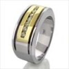 14K TWO TONE GOLD ROUND CZ CHANNEL MENS WEDDING BAND
