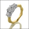 Round Cubic Zirconia 3 stone two tone gold ring