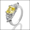 2.0 CT. CANARY ROYAL PRINCESS CZ CENTER AND TRILLION CZ SIDES 3 STONE RING