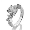 CUBIC ZIRCONIA WHITE GOLD 3 STONE RING