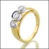 TWO TONE GOLD ROUND CZ 3 STONE  RING 
