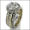 DIAMOND QUALITY ROUND CUBIC ZIRCONIA 2 CT CENTER TWO TONE ENGAGEMENT RING 
