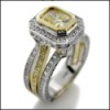 1.5 LIGHT CANARY RADIANT CUT CZ TWO TONE GOLD RING