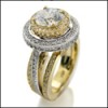 1.5 CARAT ROUND AAA HIGH QUALITY CZ PAVE SET TWO TONE 14K ENGAGEMENT RING
