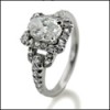 AAA HIGH QUALITY OVAL CZ 14K WHITE GOLD ANTIQUE STYLE RING