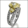 3 CARAT OVAL CANARY CZ 14K WHITE GOLD ANNIVERSARY RING