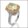 LIGHT CANARY RADIANT CUT ROSE GOLD WHITE GOLD ANNIVERSARY RING