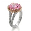 4 carat pink oval cubic zirconia ring